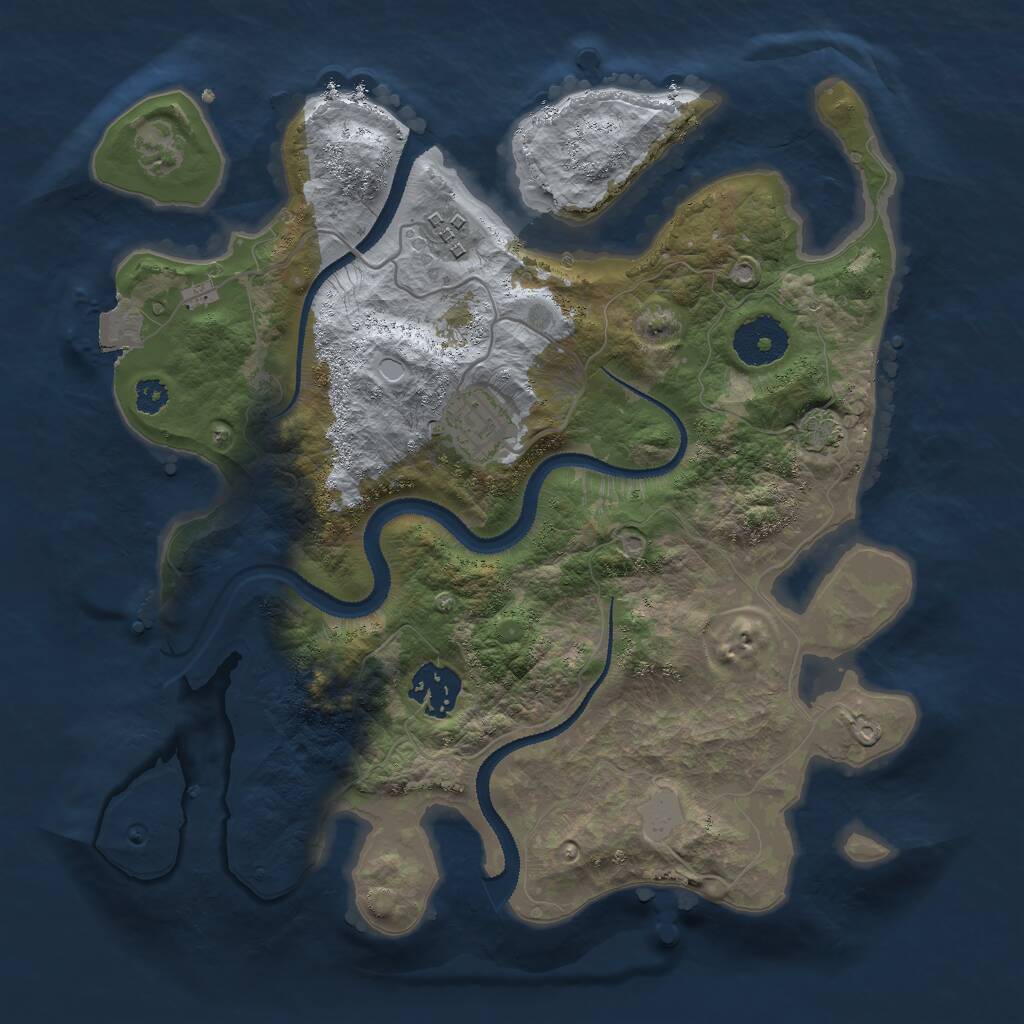 Rust Map: Procedural Map, Size: 3000, Seed: 8562, 5 Monuments