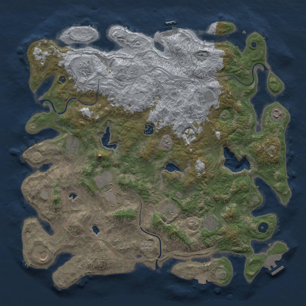 Rust Map: Procedural Map, Size: 4500, Seed: 1219782736, 16 Monuments