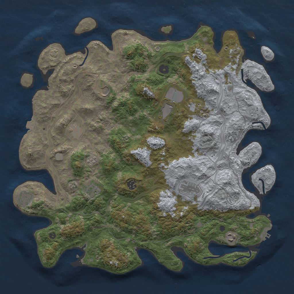 Rust Map: Procedural Map, Size: 4500, Seed: 1061269256, 17 Monuments