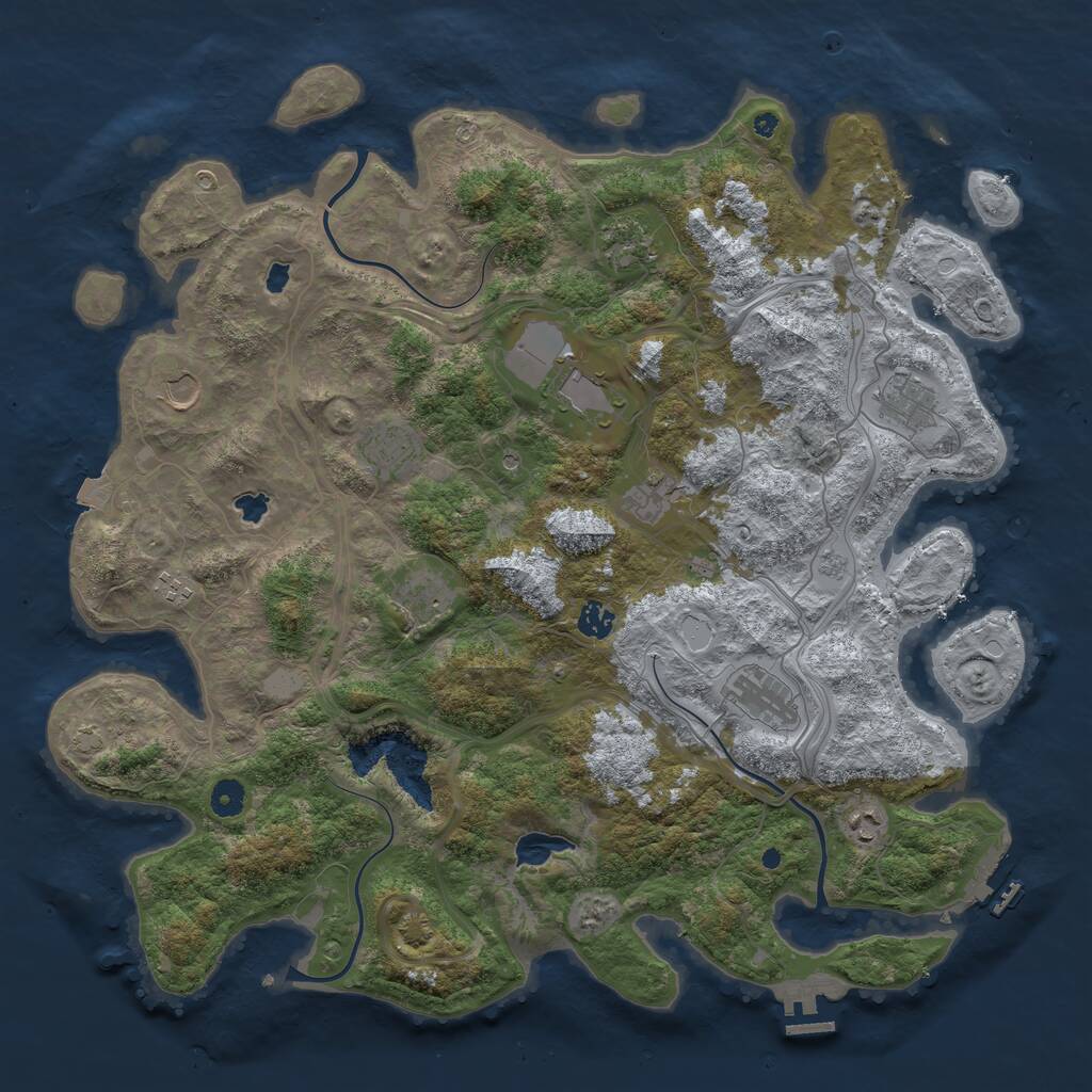 Rust Map: Procedural Map, Size: 4500, Seed: 1061269256, 17 Monuments