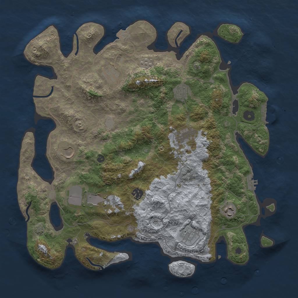Rust Map: Procedural Map, Size: 4000, Seed: 1310012301, 16 Monuments