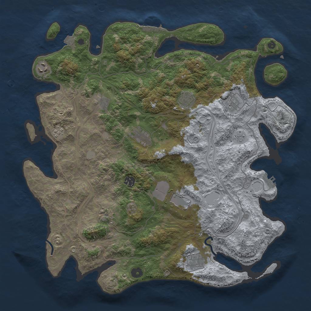 Rust Map: Procedural Map, Size: 4250, Seed: 173993, 18 Monuments