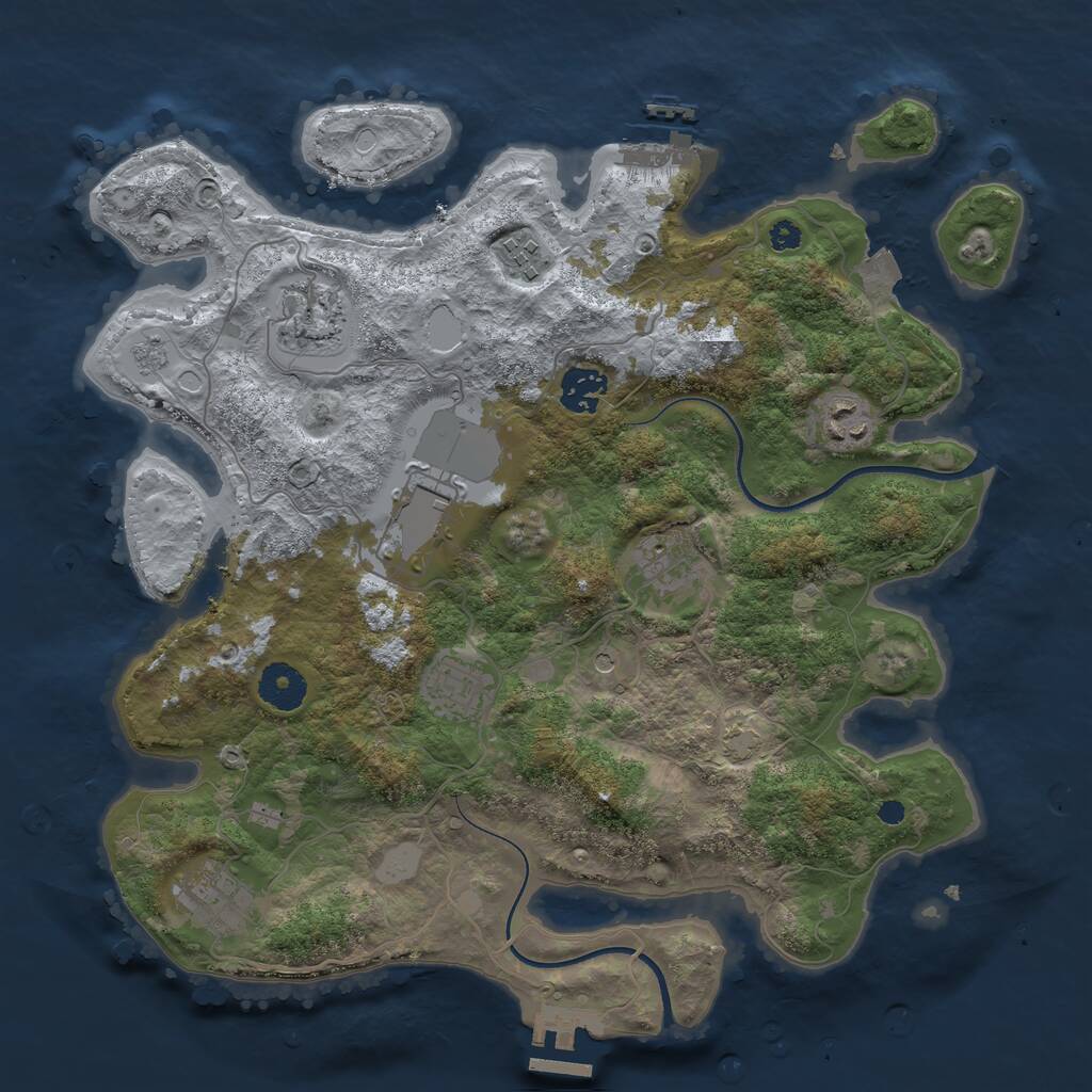 Rust Map: Procedural Map, Size: 3500, Seed: 787708337, 14 Monuments