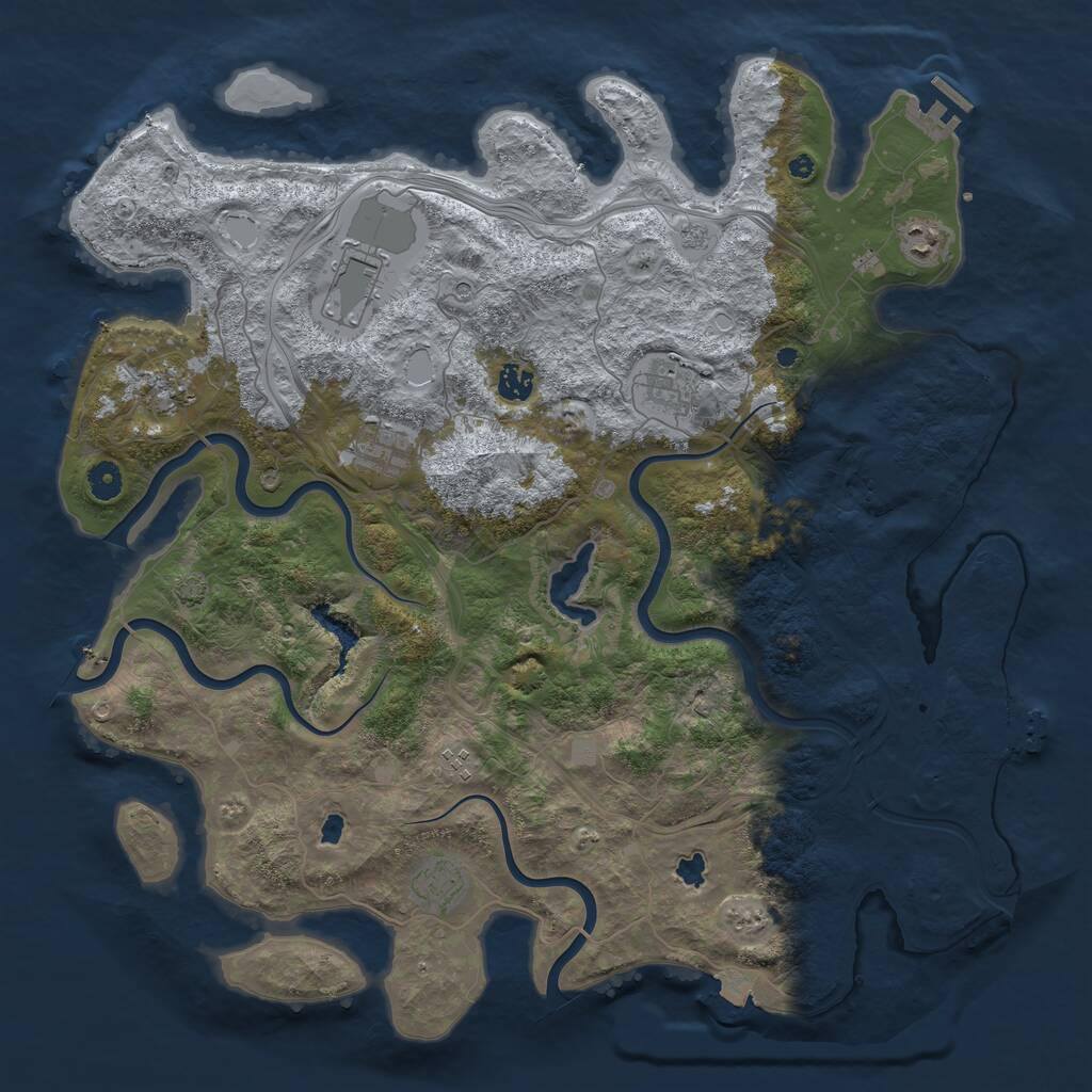 Rust Map: Procedural Map, Size: 4500, Seed: 1377313716, 14 Monuments