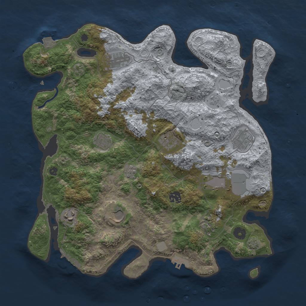 Rust Map: Procedural Map, Size: 3700, Seed: 79036558, 18 Monuments