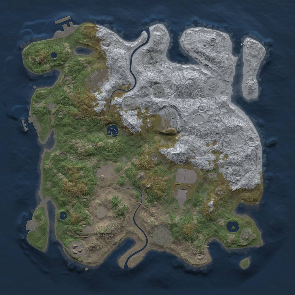 Rust Map: Procedural Map, Size: 3700, Seed: 79036558, 15 Monuments