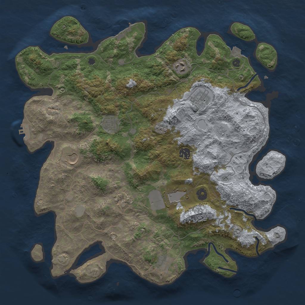 Rust Map: Procedural Map, Size: 4000, Seed: 1829289824, 17 Monuments