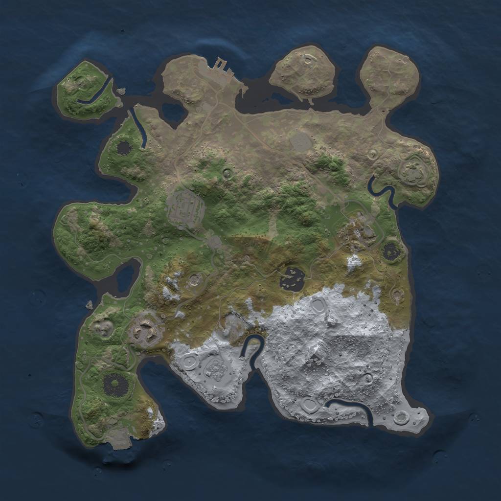 Rust Map: Procedural Map, Size: 3000, Seed: 469471718, 11 Monuments