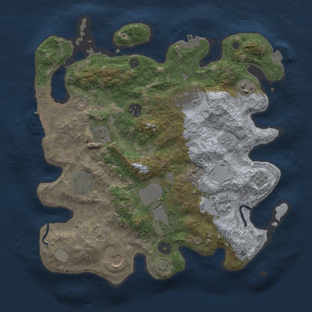 Rust Map: Procedural Map, Size: 3500, Seed: 168925838, 17 Monuments