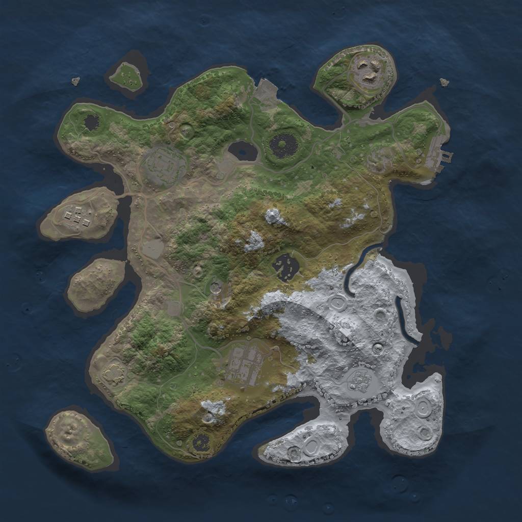 Rust Map: Procedural Map, Size: 3000, Seed: 1110254301, 12 Monuments