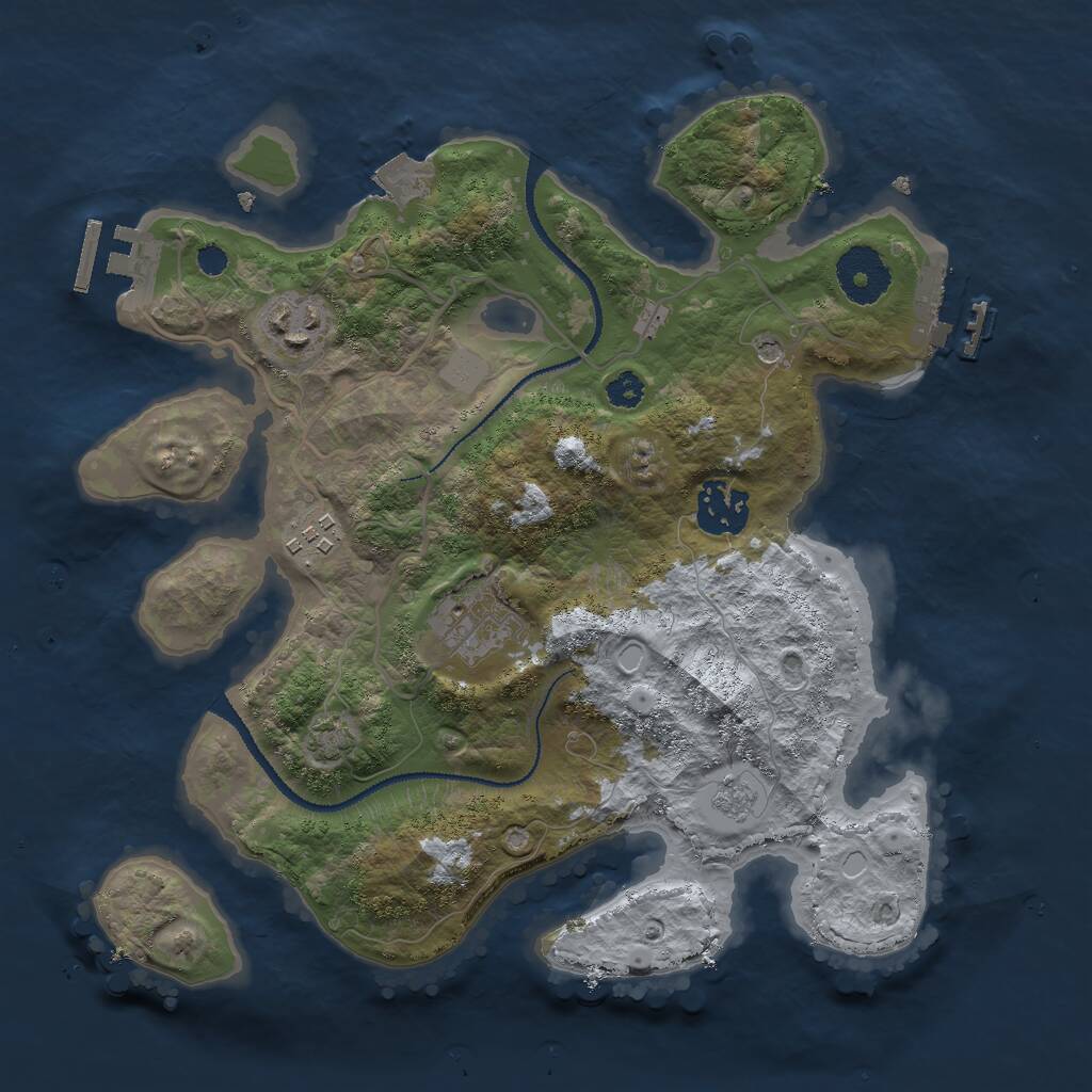 Rust Map: Procedural Map, Size: 3000, Seed: 1110254301, 10 Monuments