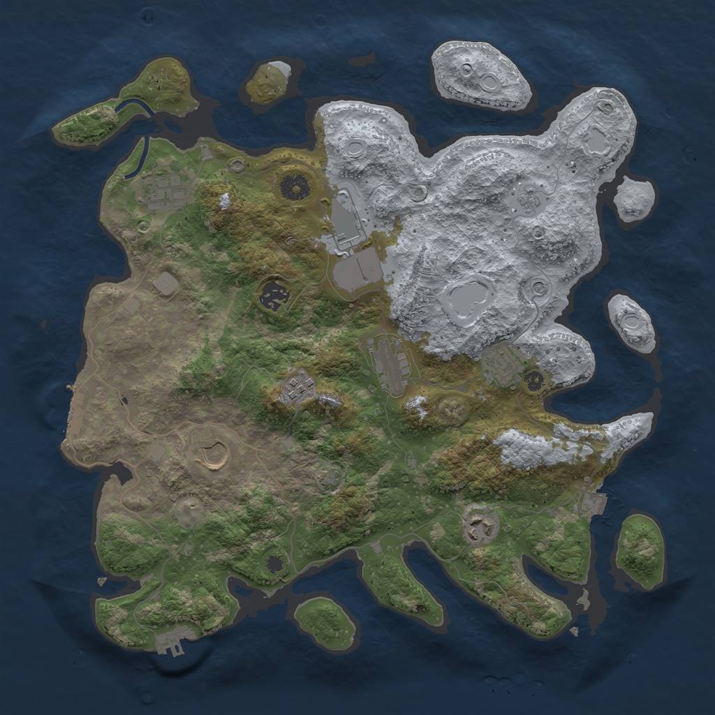 Rust Map: Procedural Map, Size: 3800, Seed: 5000, 16 Monuments