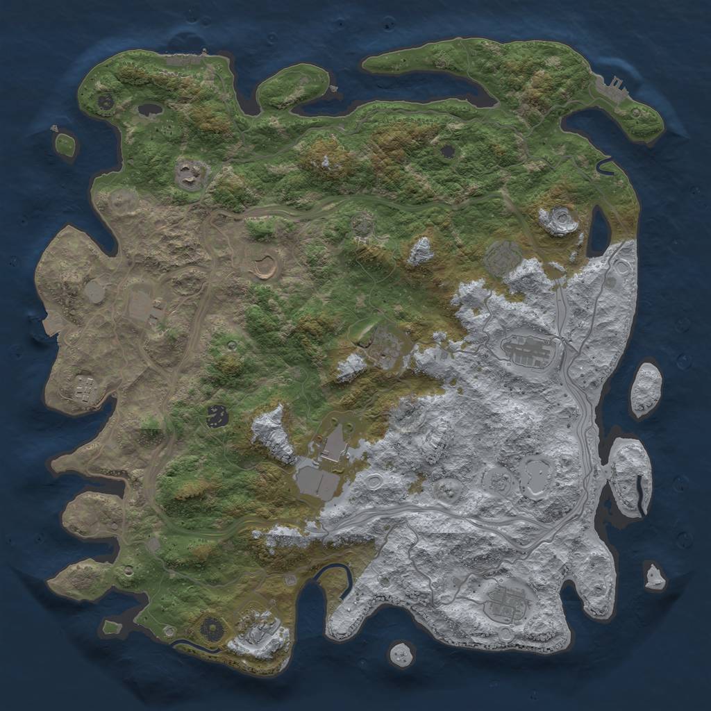 Rust Map: Procedural Map, Size: 4500, Seed: 74791086, 19 Monuments