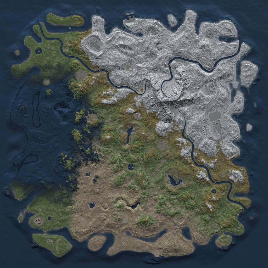 Rust Map: Procedural Map, Size: 6000, Seed: 497892239, 17 Monuments