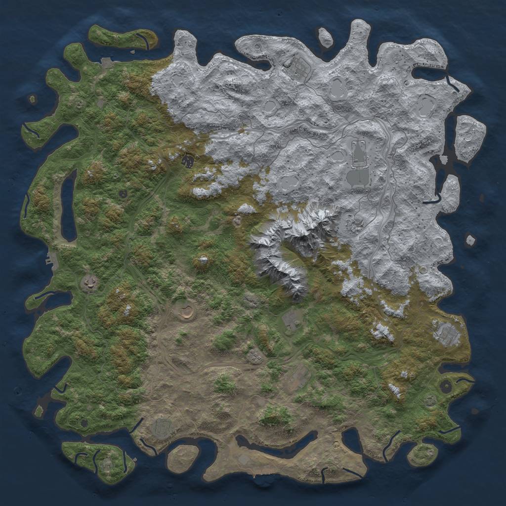 Rust Map: Procedural Map, Size: 6000, Seed: 497892239, 19 Monuments