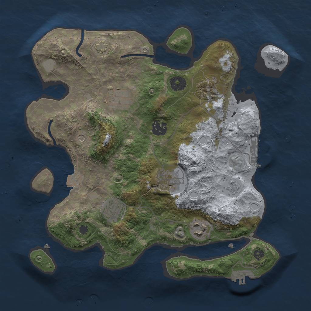 Rust Map: Procedural Map, Size: 3000, Seed: 29405, 14 Monuments