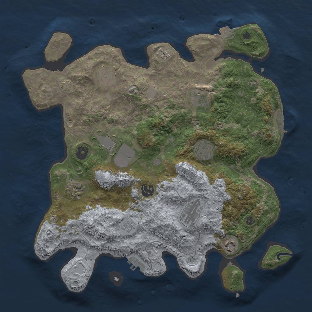 Rust Map: Procedural Map, Size: 3600, Seed: 1150627363, 17 Monuments