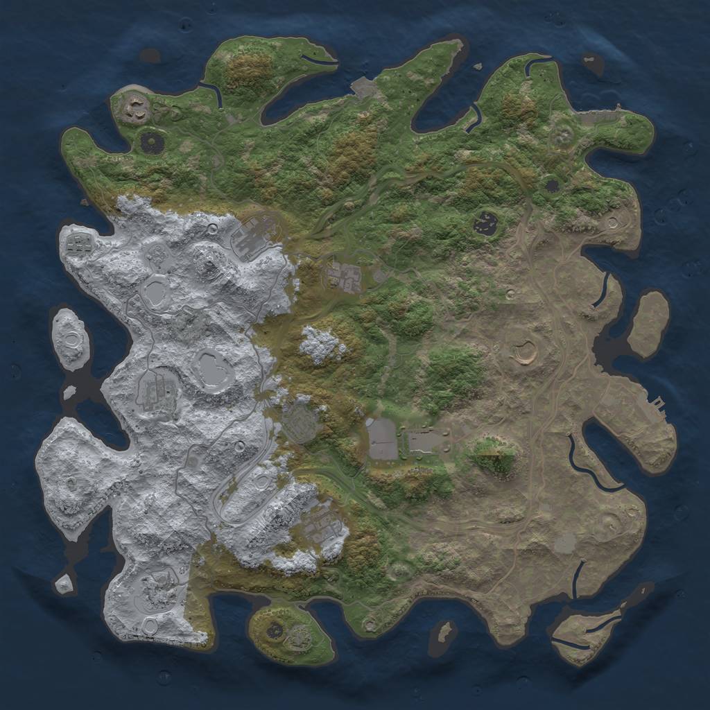 Rust Map: Procedural Map, Size: 4500, Seed: 1732848625, 19 Monuments
