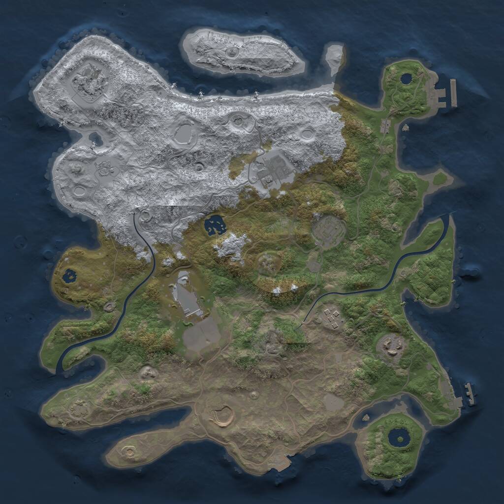 Rust Map: Procedural Map, Size: 3600, Seed: 20807, 14 Monuments