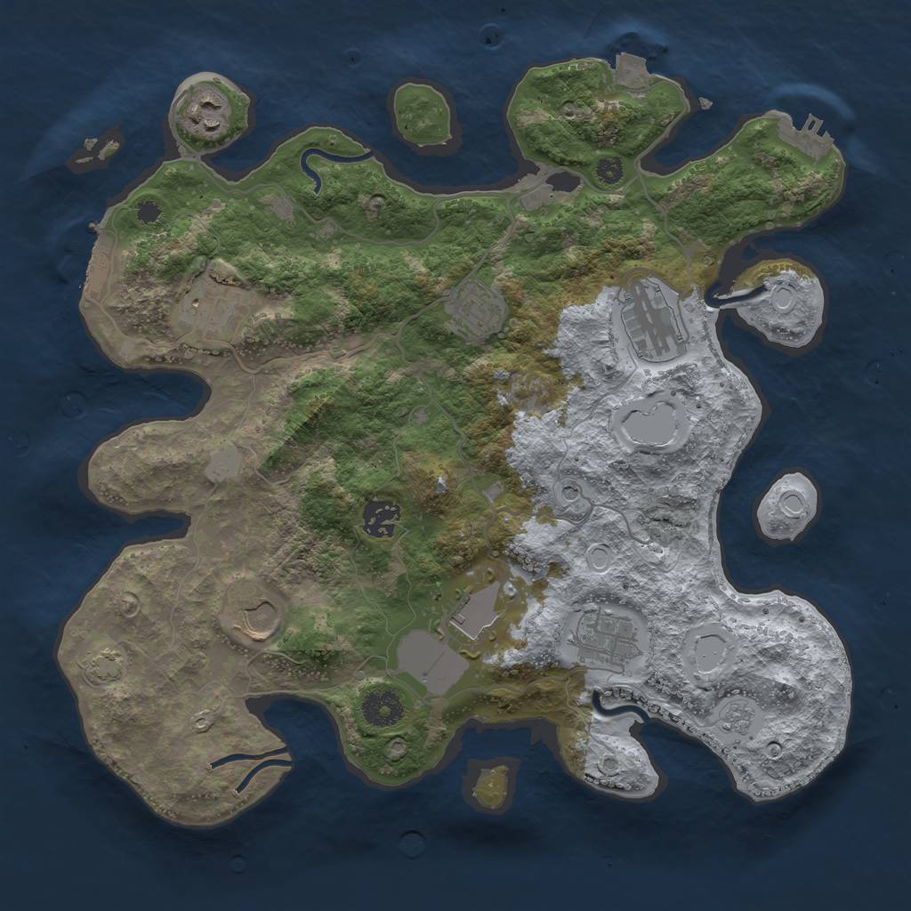 Rust Map: Procedural Map, Size: 3500, Seed: 4524224, 16 Monuments