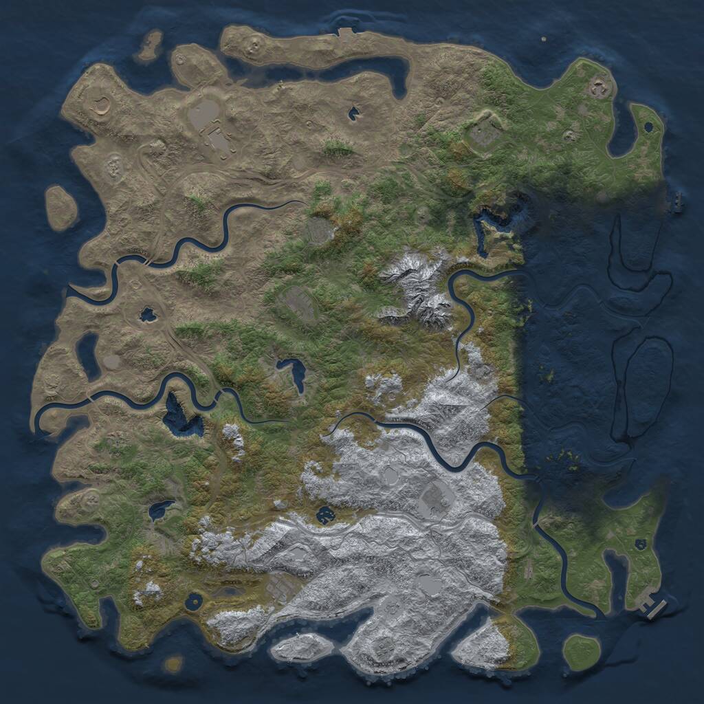 Rust Map: Procedural Map, Size: 6000, Seed: 173081852, 17 Monuments