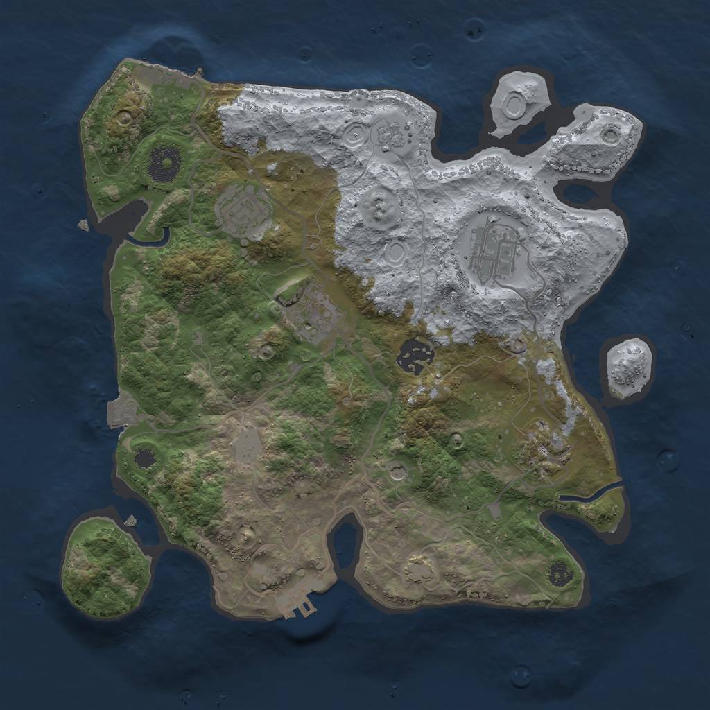 Rust Map: Procedural Map, Size: 3000, Seed: 1628612821, 13 Monuments