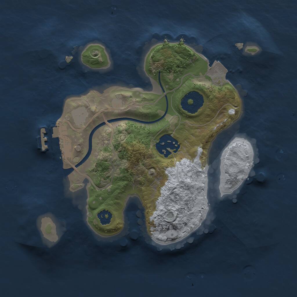 Rust Map: Procedural Map, Size: 2048, Seed: 1042409055, 3 Monuments