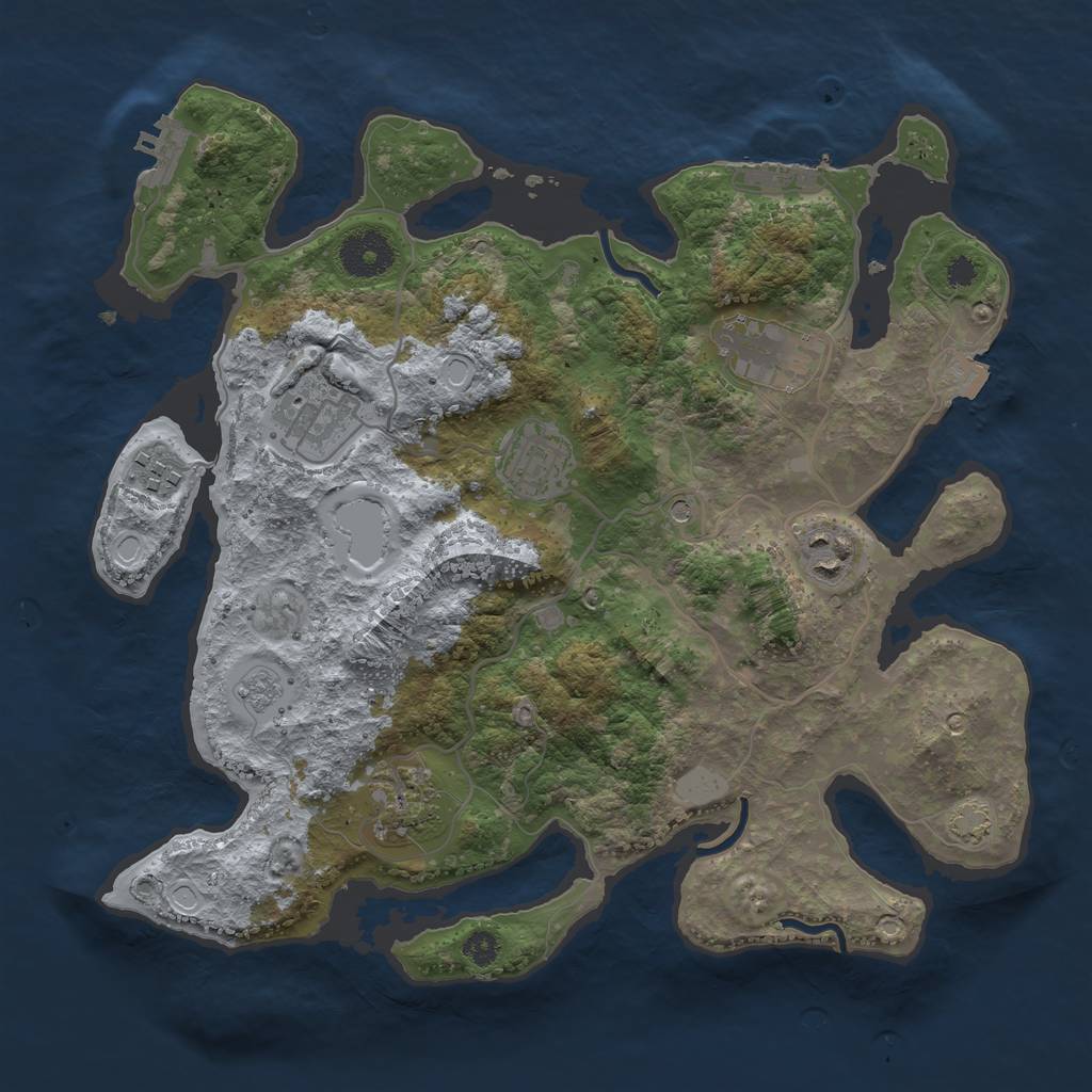 Rust Map: Procedural Map, Size: 3300, Seed: 663385596, 14 Monuments