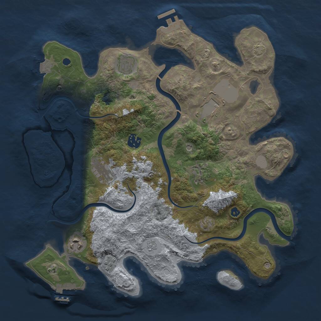 Rust Map: Procedural Map, Size: 3500, Seed: 1446979377, 13 Monuments