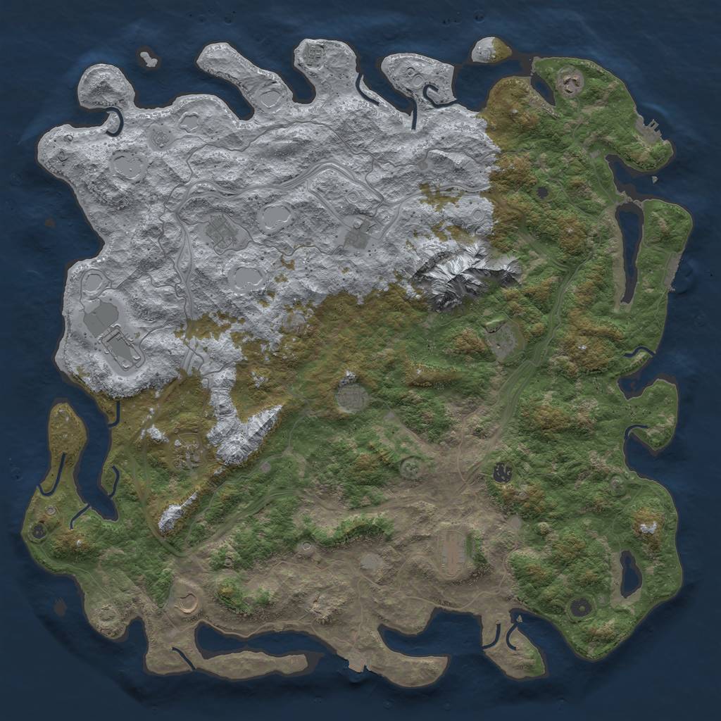 Rust Map: Procedural Map, Size: 5500, Seed: 672332789, 19 Monuments