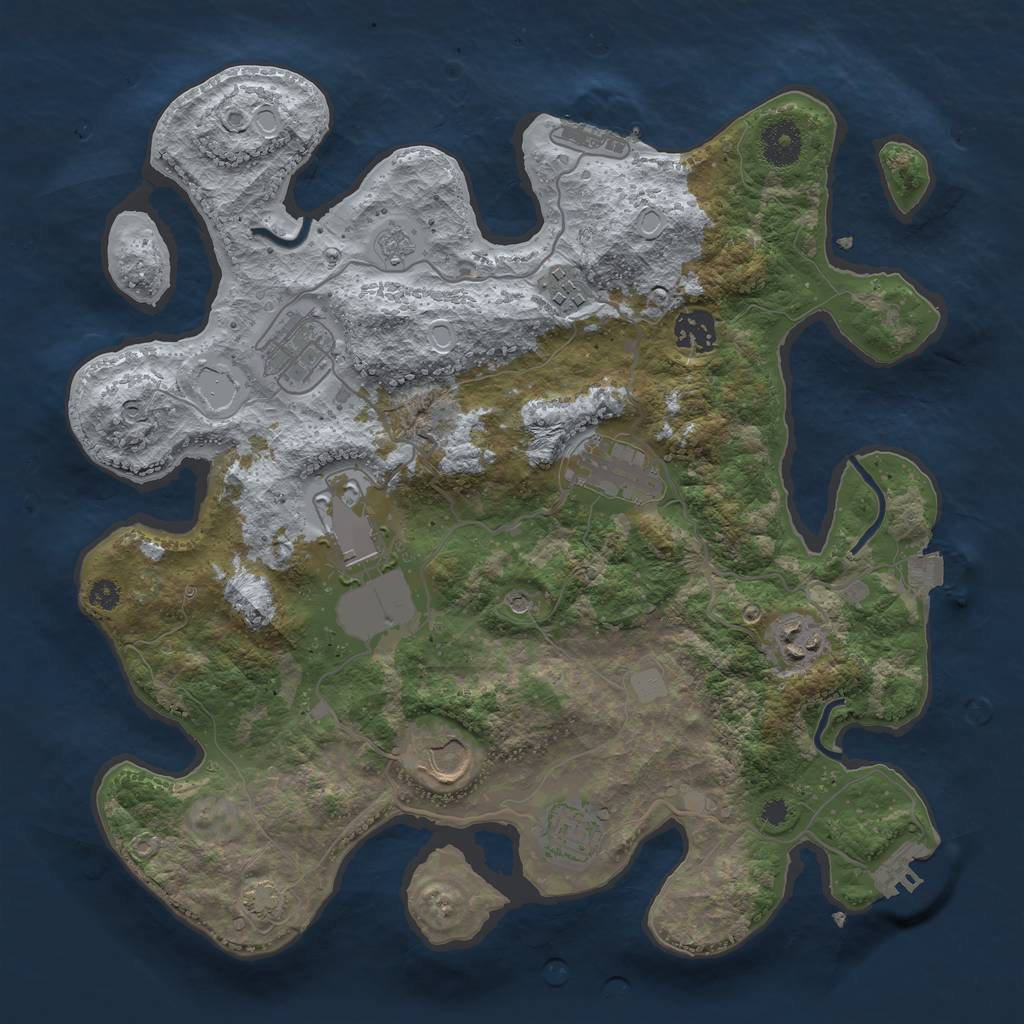 Rust Map: Procedural Map, Size: 3500, Seed: 1700139136, 16 Monuments