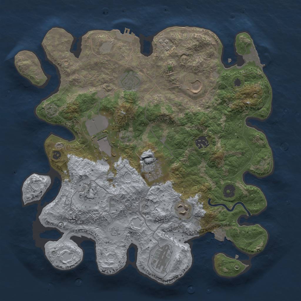 Rust Map: Procedural Map, Size: 3500, Seed: 1716507737, 17 Monuments