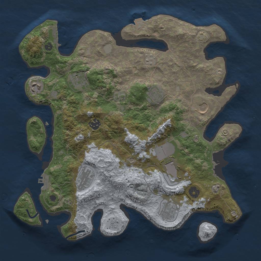 Rust Map: Procedural Map, Size: 3500, Seed: 1890776162, 17 Monuments