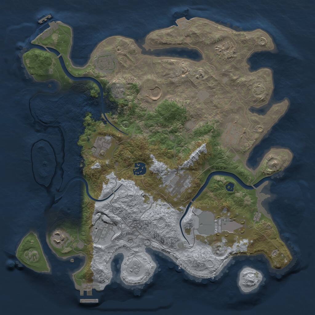 Rust Map: Procedural Map, Size: 3500, Seed: 1890776162, 17 Monuments