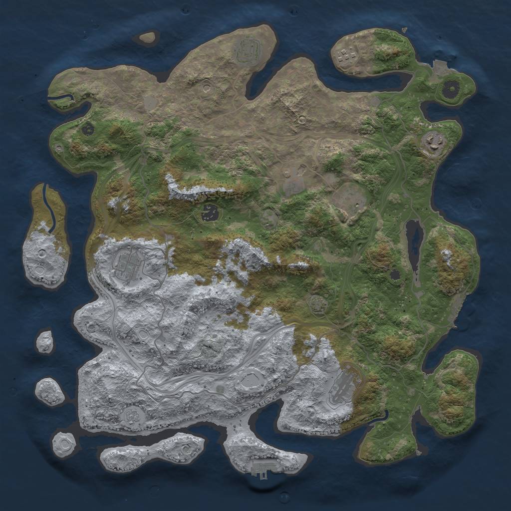 Rust Map: Procedural Map, Size: 4250, Seed: 3454356, 16 Monuments