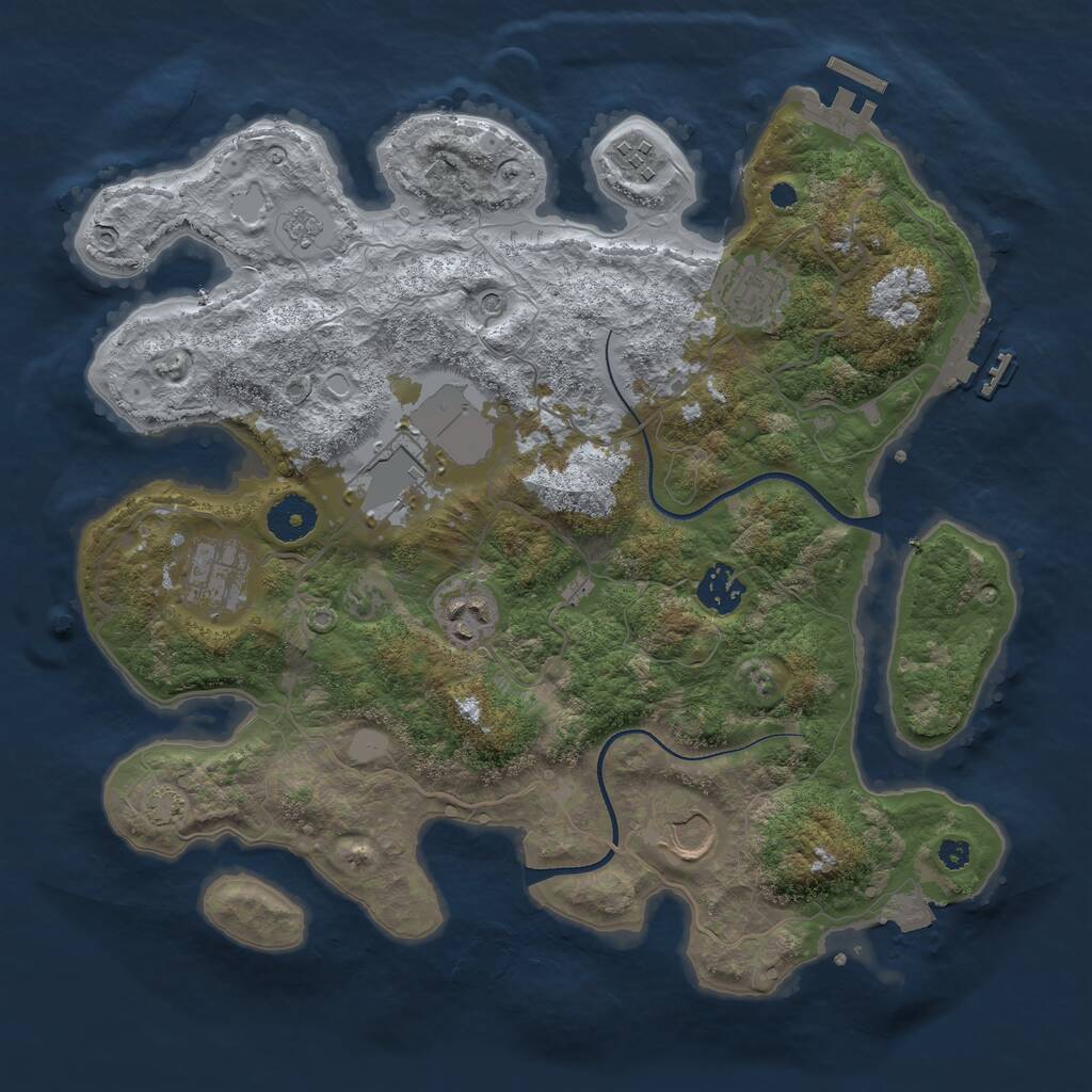 Rust Map: Procedural Map, Size: 3500, Seed: 91591, 13 Monuments