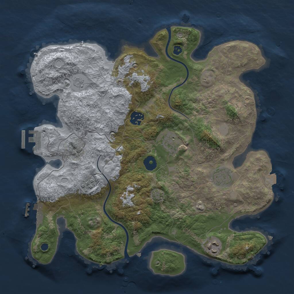 Rust Map: Procedural Map, Size: 3250, Seed: 1332794248, 10 Monuments