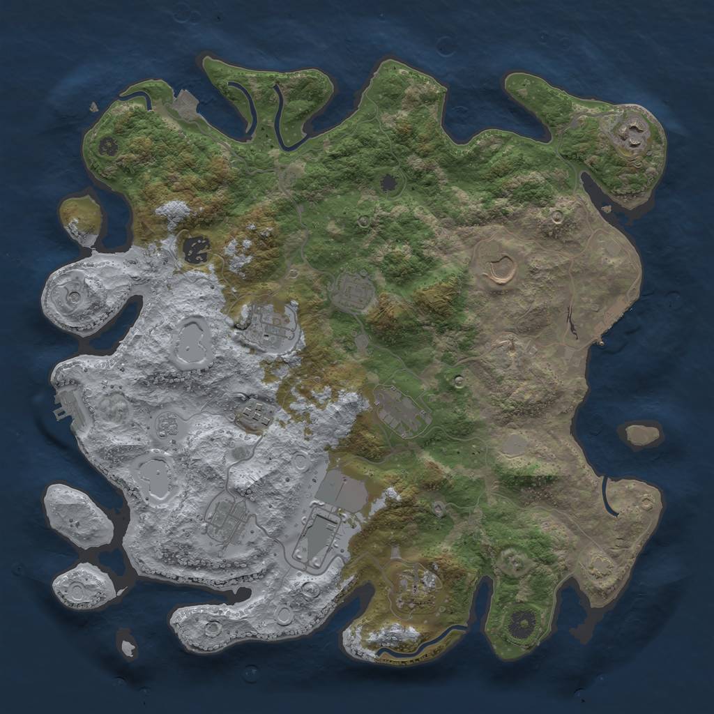 Rust Map: Procedural Map, Size: 3800, Seed: 94141, 18 Monuments