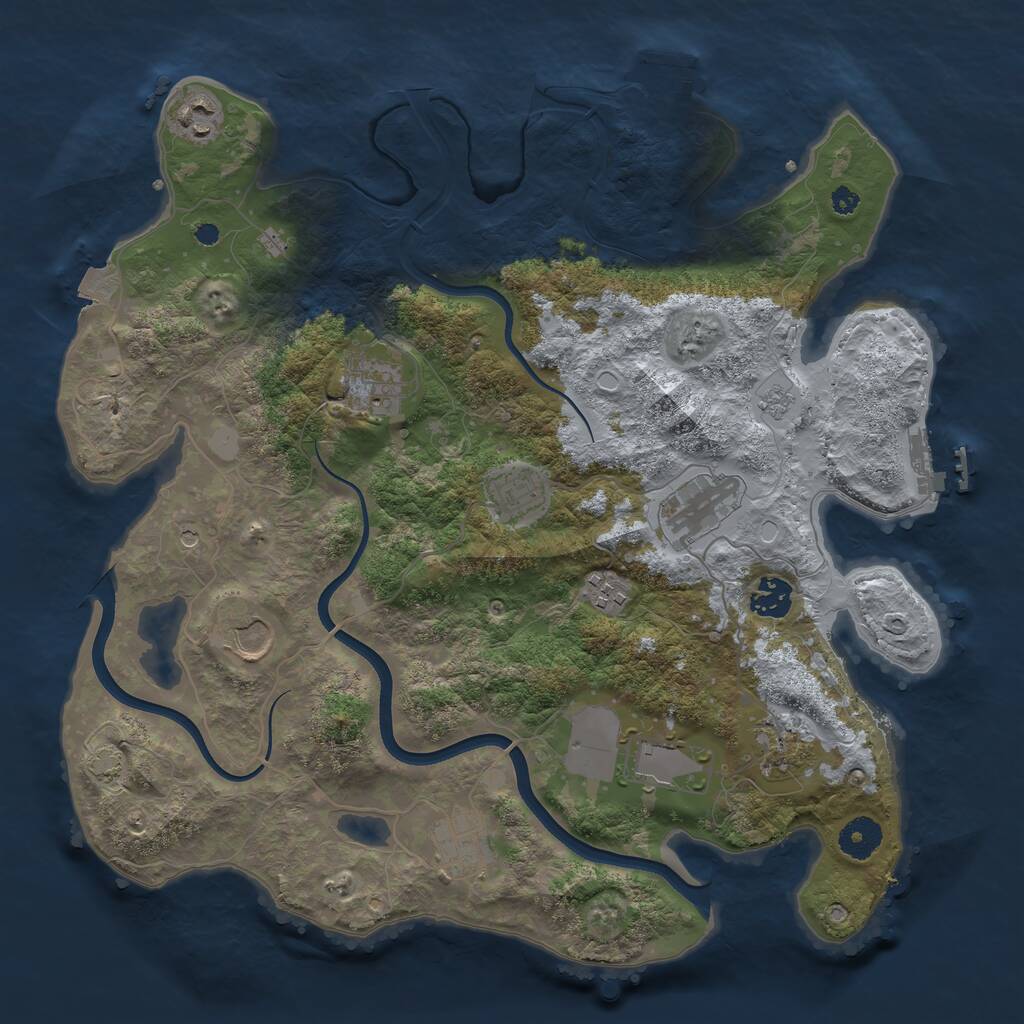 Rust Map: Procedural Map, Size: 3700, Seed: 1763238419, 16 Monuments