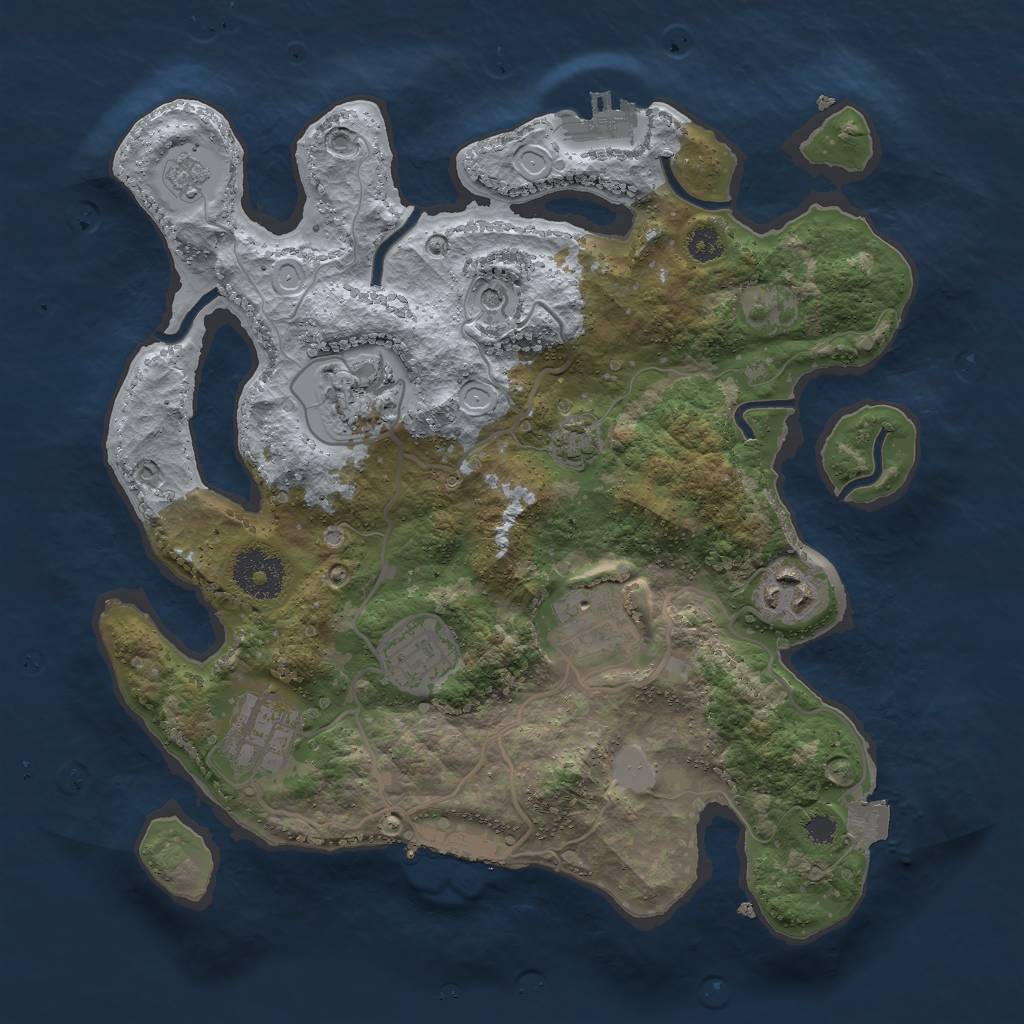 Rust Map: Procedural Map, Size: 3000, Seed: 29714, 13 Monuments
