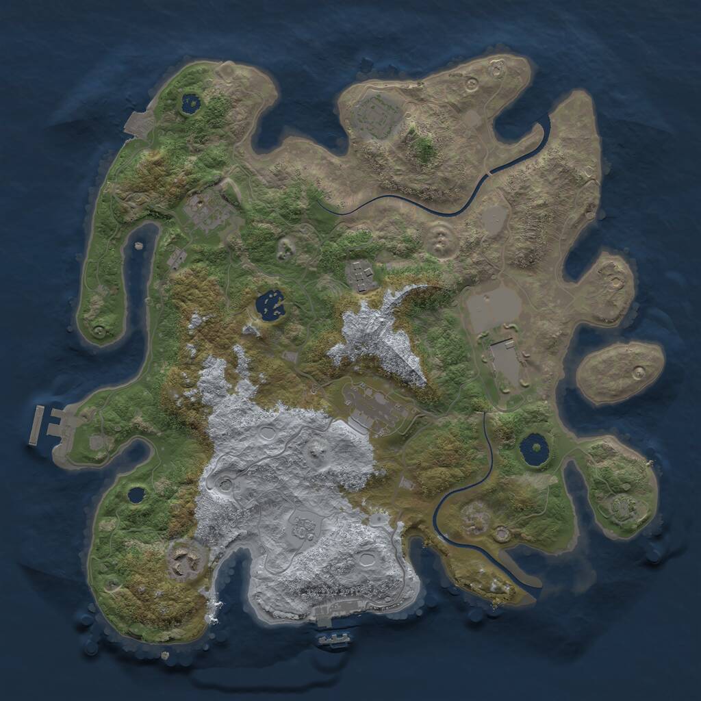 Rust Map: Procedural Map, Size: 3500, Seed: 774050675, 13 Monuments
