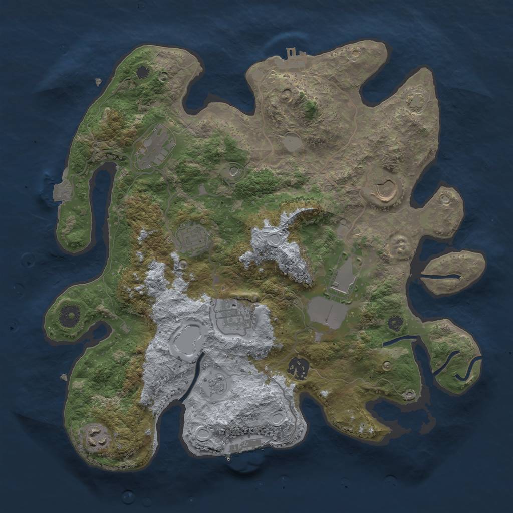 Rust Map: Procedural Map, Size: 3500, Seed: 774050675, 15 Monuments