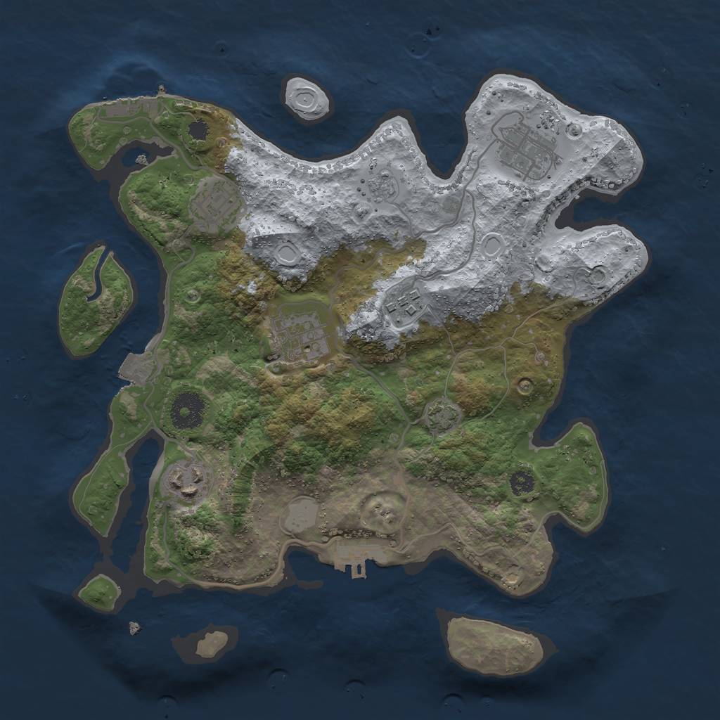 Rust Map: Procedural Map, Size: 3000, Seed: 1124685, 12 Monuments