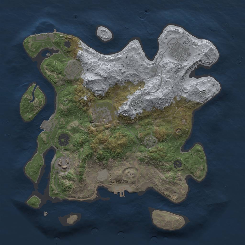 Rust Map: Procedural Map, Size: 3000, Seed: 1124685, 12 Monuments