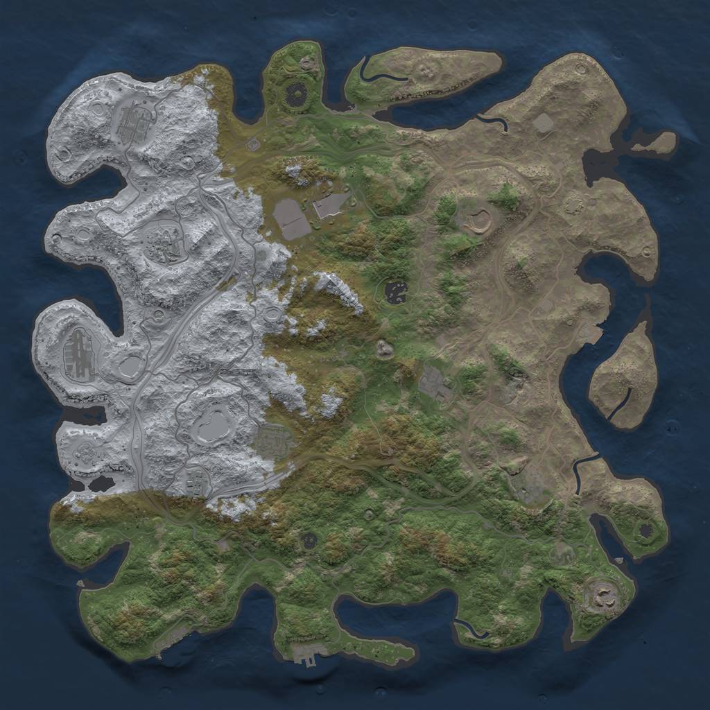 Rust Map: Procedural Map, Size: 4500, Seed: 1299567, 19 Monuments