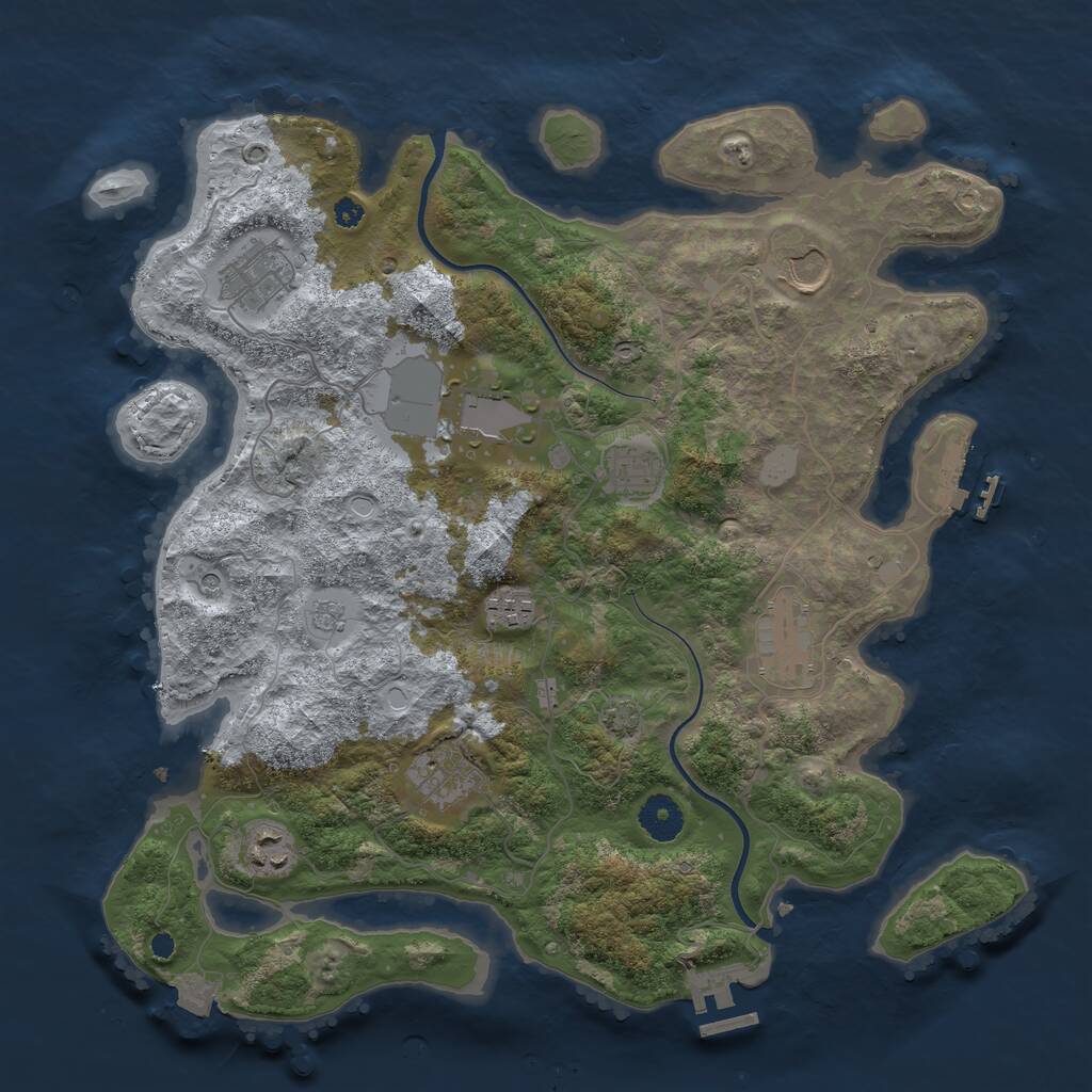 Rust Map: Procedural Map, Size: 3700, Seed: 334368591, 14 Monuments