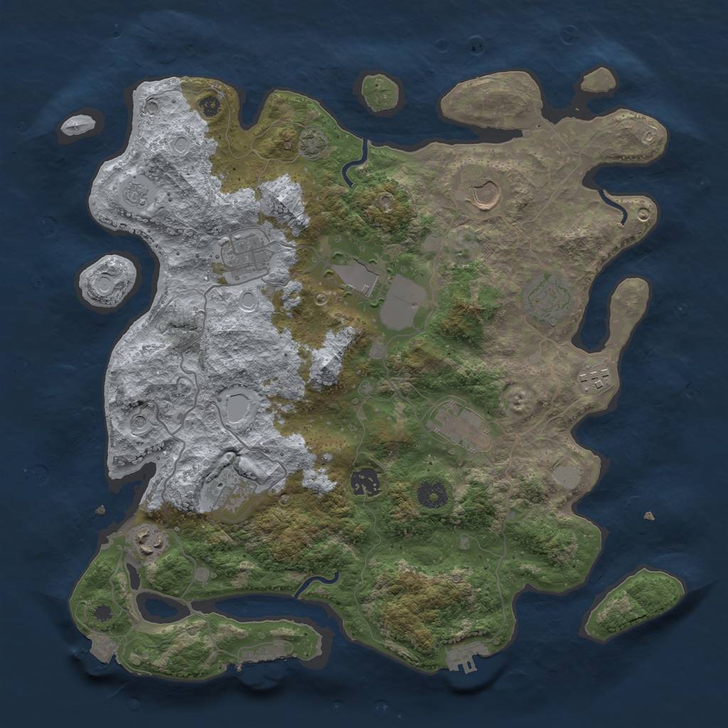 Rust Map: Procedural Map, Size: 3700, Seed: 334368591, 17 Monuments