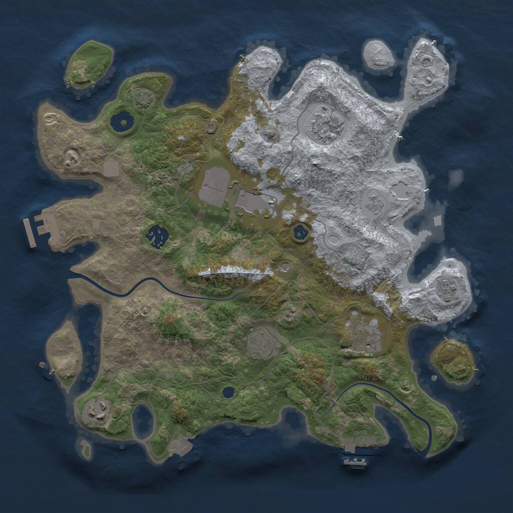 Rust Map: Procedural Map, Size: 3500, Seed: 1871465081, 13 Monuments