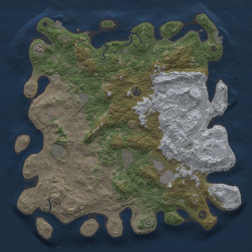 Rust Map: Procedural Map, Size: 4500, Seed: 1974348248, 18 Monuments