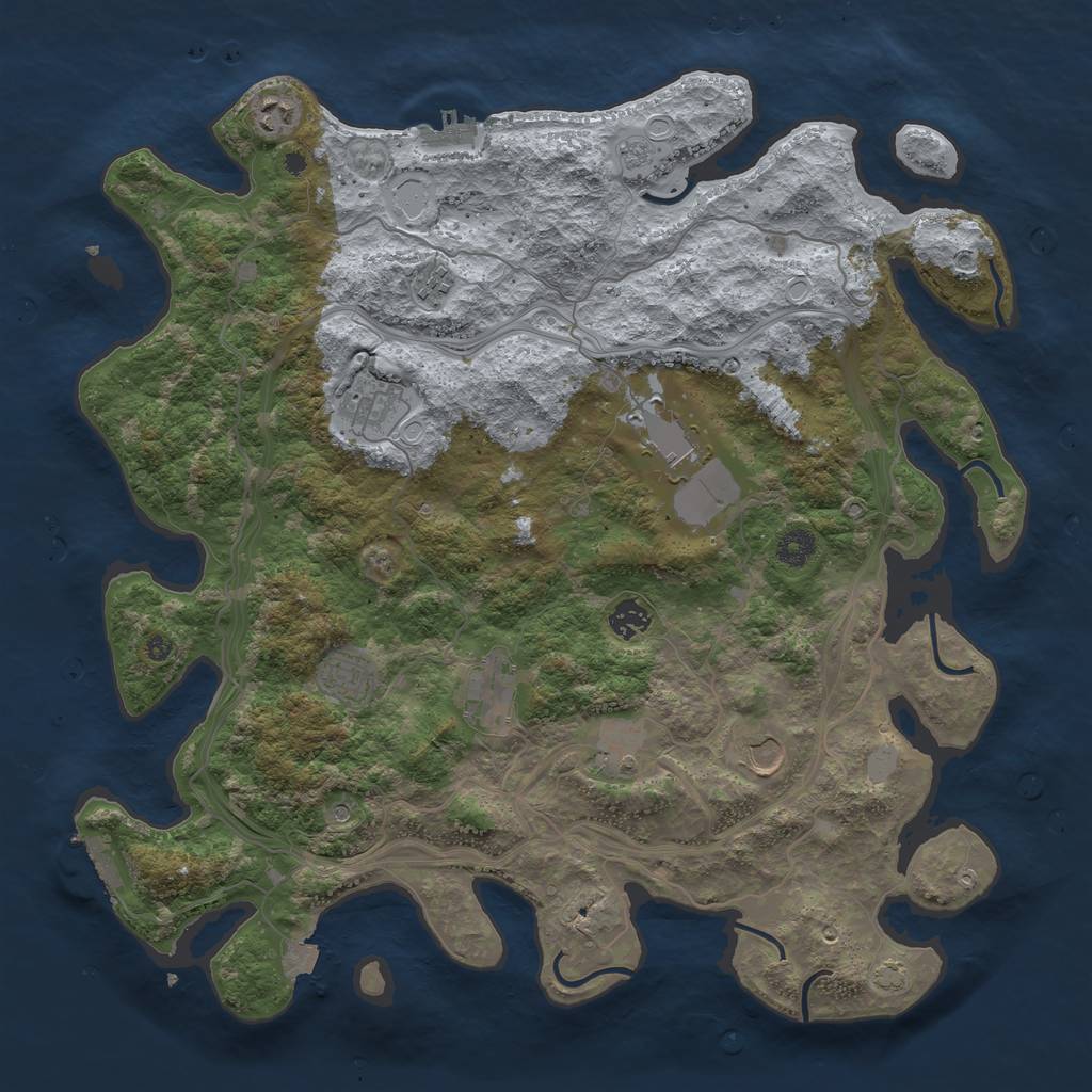 Rust Map: Procedural Map, Size: 4250, Seed: 1234209029, 17 Monuments